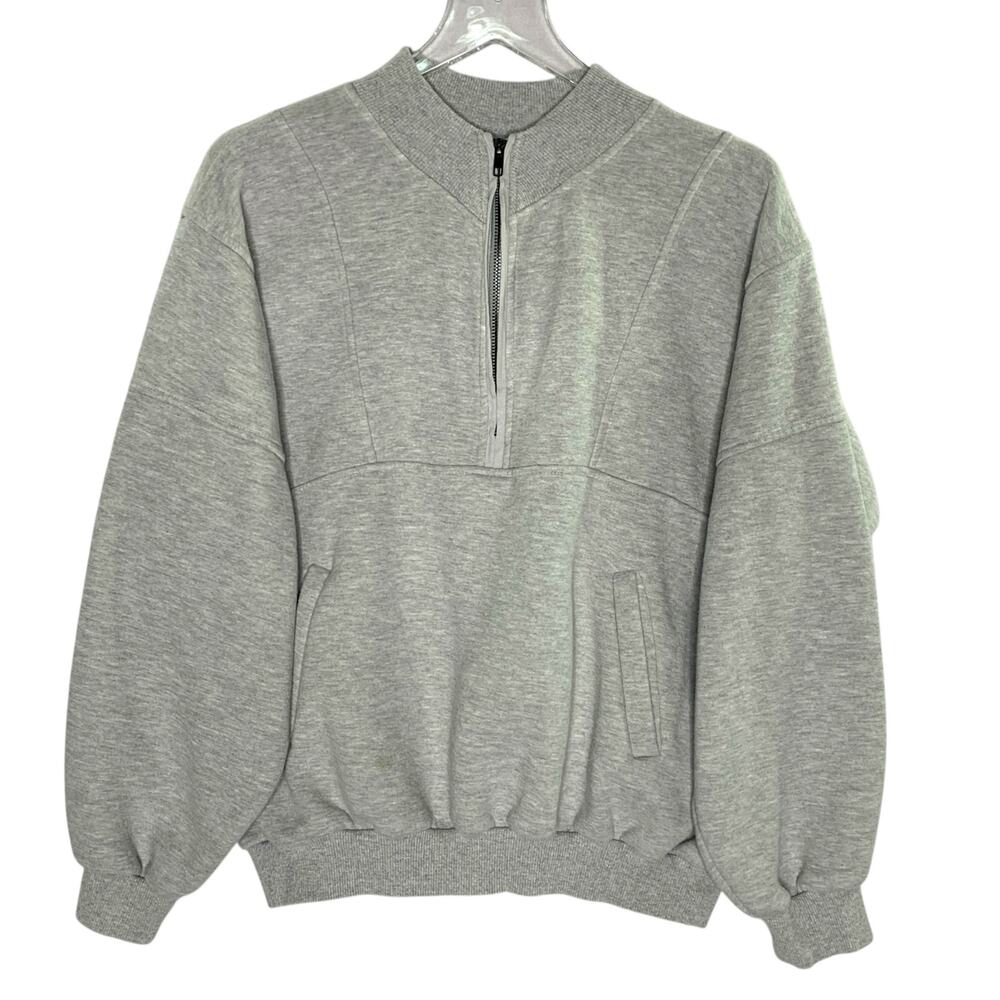 White Fox SM Doing It For You Zip Front Sweater Sweatshirt Grey Marle *flaw